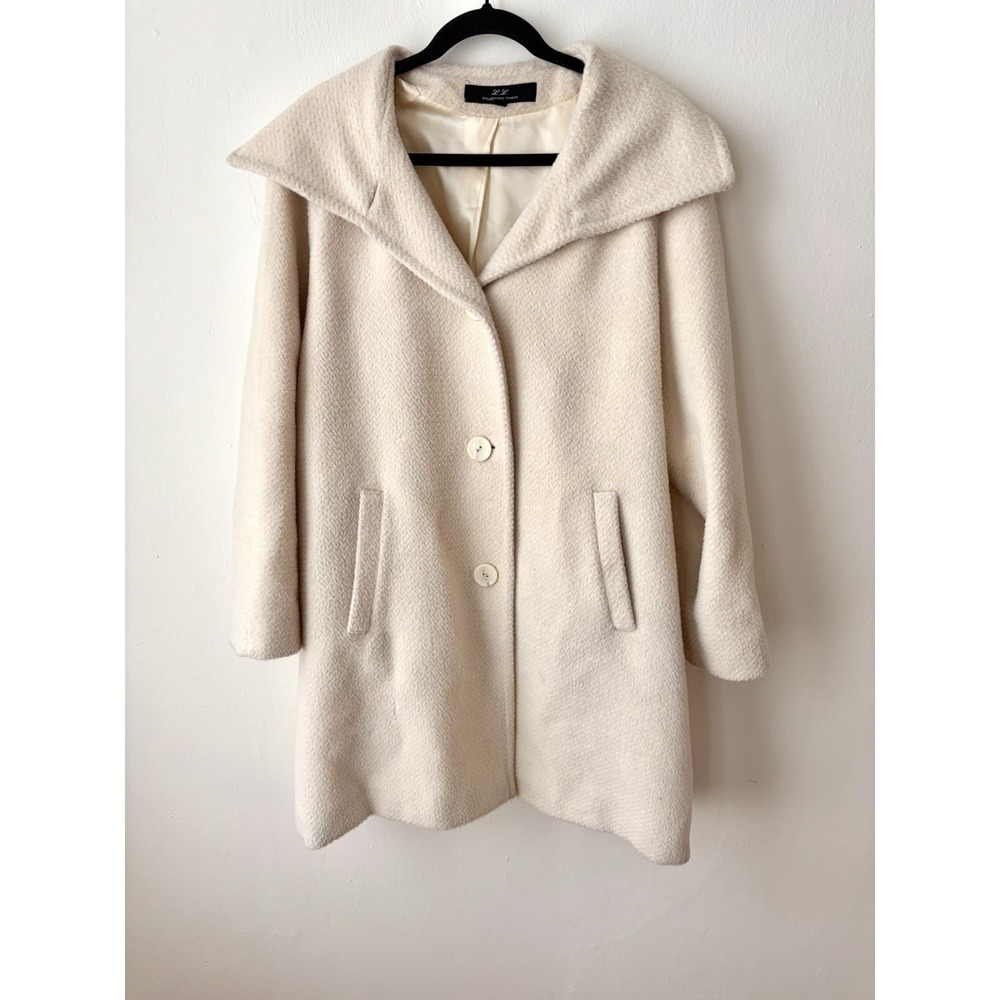 LL Collezioni Italia Sz 10 Cream Baby Alpaca Full Length Coat-Made In Italy